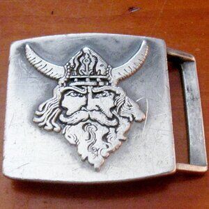 Vintage Norse Warrior Viking Buckle Pewter Belt Buckle John E McCann Wenham MA
